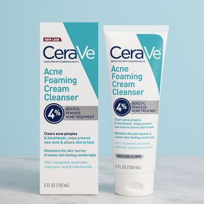CeraVe Acne
Foaming Cream
Cleanser | 4% Benzoyl Peroxide