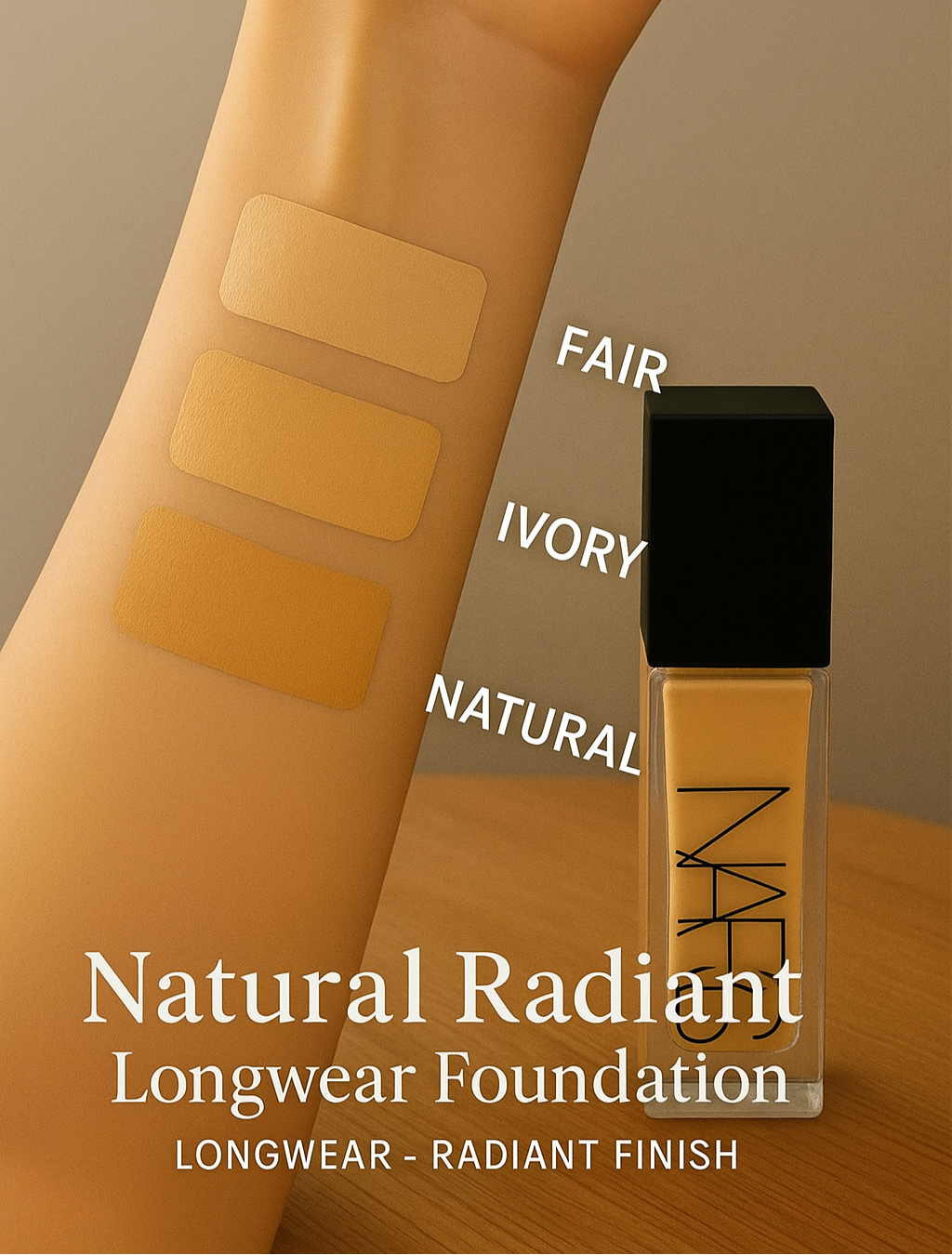 NARS Flawless Glow Makeup Bundle – Foundation, Loose Powder & Liquid Blush (4 Shades)