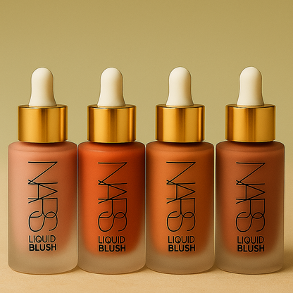 NARS Flawless Glow Makeup Bundle – Foundation, Loose Powder & Liquid Blush (4 Shades)